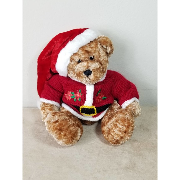 Dan Dee Teddy Bear Christmas 16" Knitted Sweater Plush Toy Stuffed Animal Vtg - Picture 1 of 13